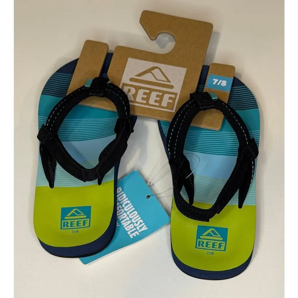 NWT Reef Little Ahi Boys Sandals in Aqua Green - Size 7/8